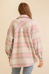Frosted Brush Pink & Taupe Plaid Shacket