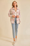 Frosted Brush Pink & Taupe Plaid Shacket