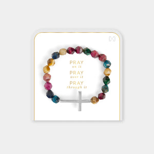 Pray On It, Pray Over It, Pray Through It Stretch Bracelet