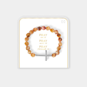 Pray On It, Pray Over It, Pray Through It Stretch Bracelet