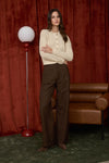 Wren Oatmeal Button Down Sheer Cable Knit Cardigan
