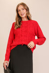Love Knot Red Cable Knit Sweater