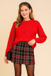 Love Knot Red Cable Knit Sweater