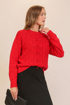 Love Knot Red Cable Knit Sweater