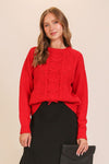 Love Knot Red Cable Knit Sweater