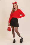 Love Knot Red Cable Knit Sweater