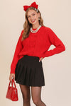 Love Knot Red Cable Knit Sweater