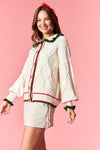 Sugarplum Ruffle Cable Knit Cardigan