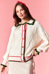 Sugarplum Ruffle Cable Knit Cardigan