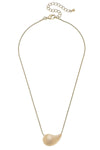Icon Horizontal Puffed Teardrop Satin Gold Necklace
