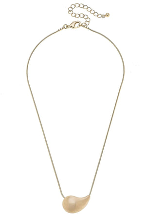 Icon Horizontal Puffed Teardrop Satin Gold Necklace