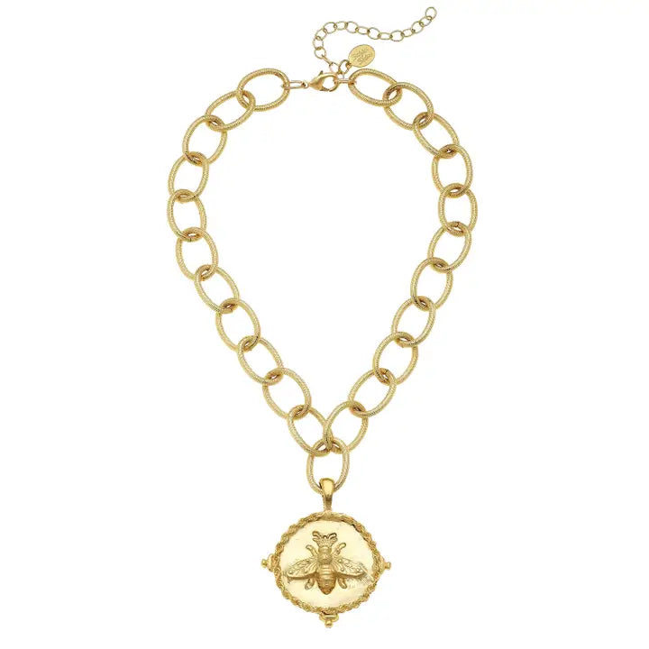 Susan Shaw Gold Bee Pendant On Loop Chain Necklace