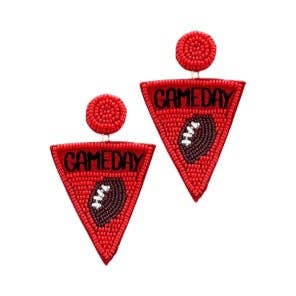 Red + Black Game Day Football Pennant Earrings