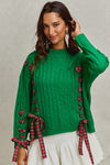 Holly Jolly Lace Up Bow Tie Sweater