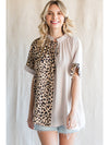 Dare To Be Wild Oatmeal Leopard Colorblock Top