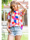 Make Your Moo-ve Cow Print Frill Neck Top