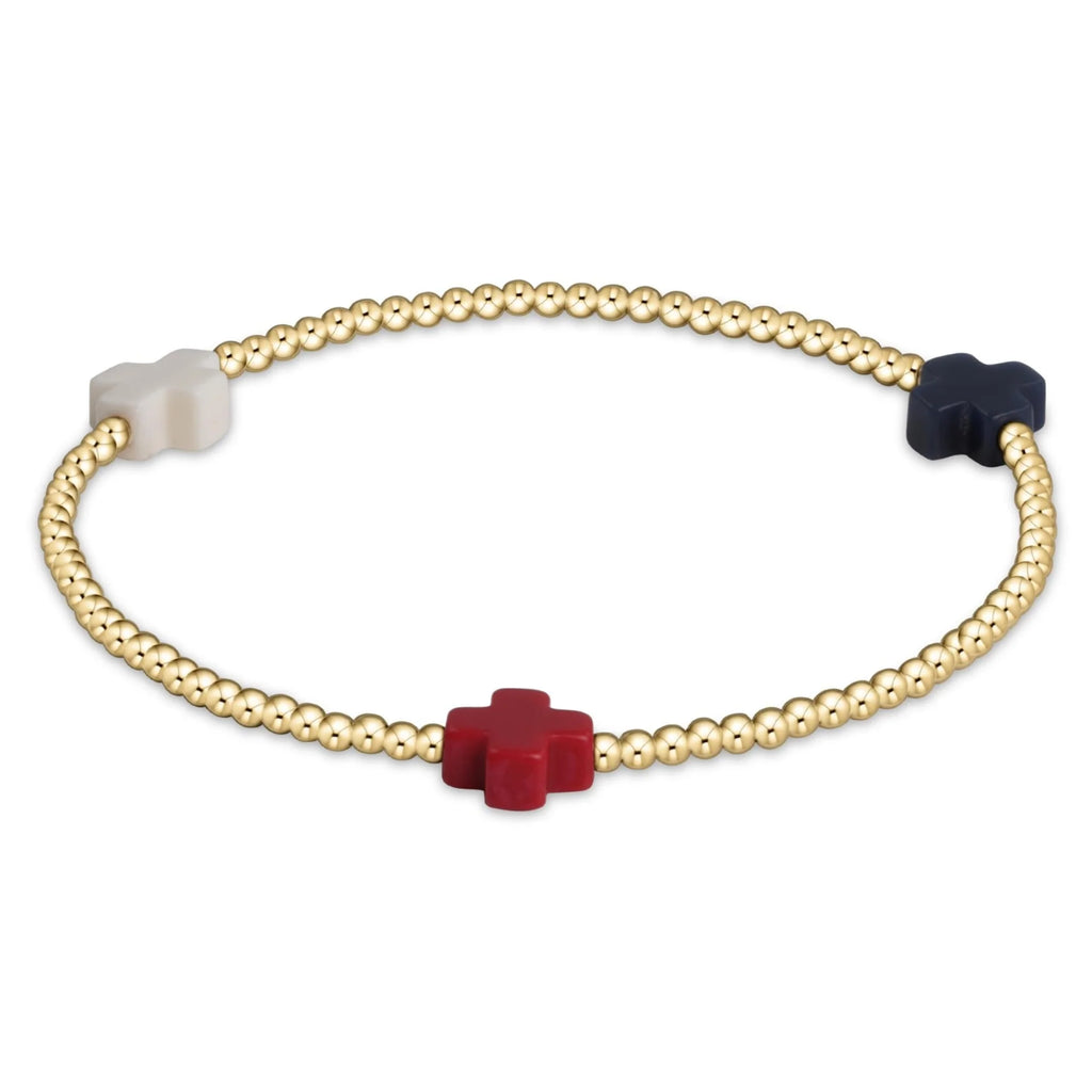 Enewton Firecracker Signature Cross Gold Pattern 2mm Bead Bracelet