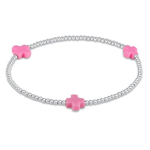 Enewton Bright Pink Signature Cross 2mm Sterling Silver Bead Bracelet