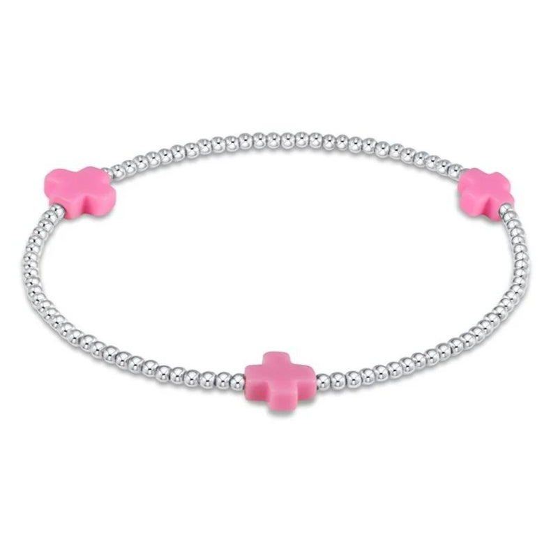Enewton Bright Pink Signature Cross 2mm Sterling Silver Bead Bracelet
