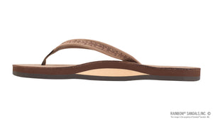 Las Flores Single Layer Premier Leather Rainbow Sandals - Dark Brown