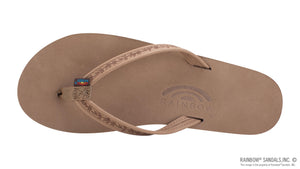 Las Flores Single Layer Premier Leather Rainbow Sandals - Dark Brown