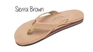 Premium Leather Men's Wide Strap Double Layer Rainbow Sandals - Sierra Brown