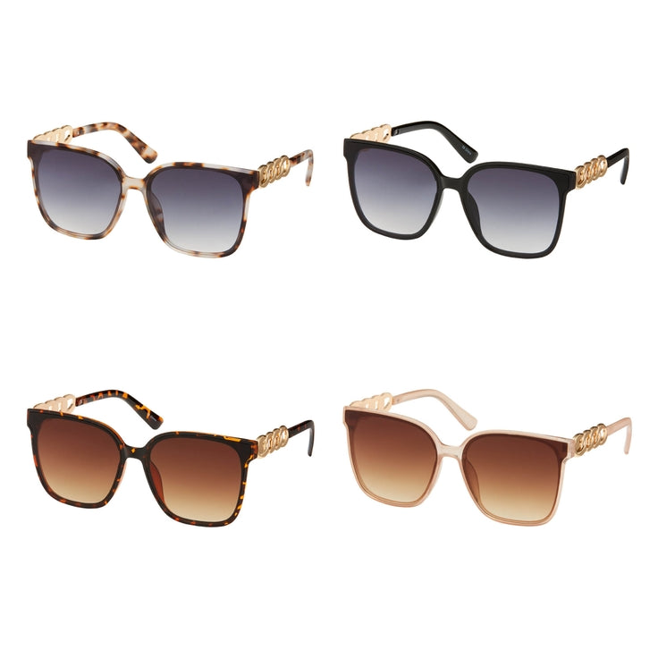Blue Gem Oversized with Metal Sunglasses