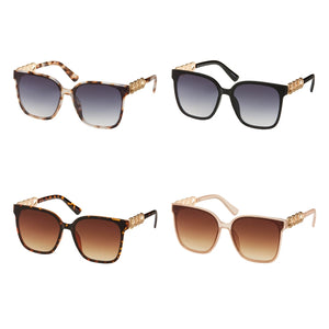 Blue Gem Oversized with Metal Sunglasses
