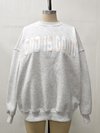 Sunkissed Coconut God Is Good Quilted Pastel Embroidered Pearl Grey Sweatshirt