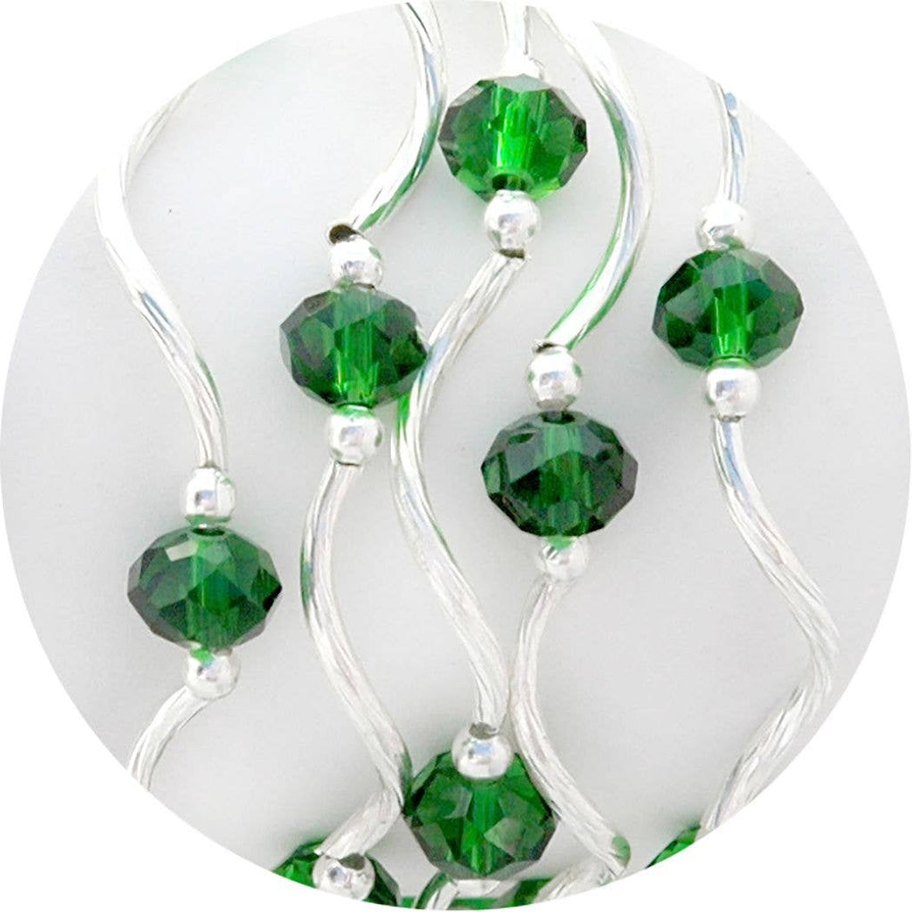 Forest Green & Emerald Color Story Gemstones + Crystals Beaded Stretch Bracelet