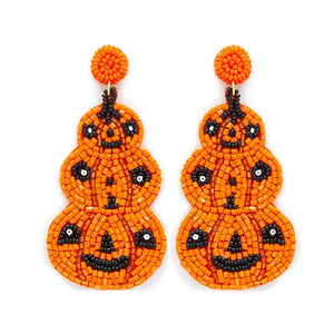 Pumpkin Stack Sead Bead Earrings