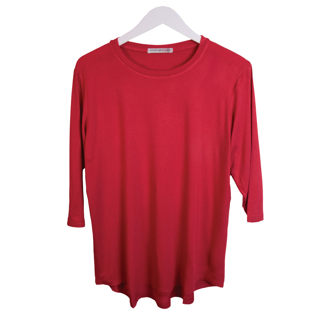 Tina Red 3/4 Sleeves Tee