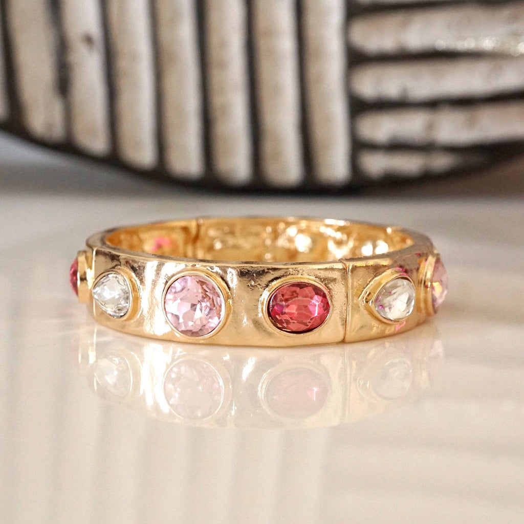 Delphine Pinks Sparkly Crystal Stretch Bangle