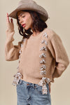 Sweet on Plaid Lace Up Sweater