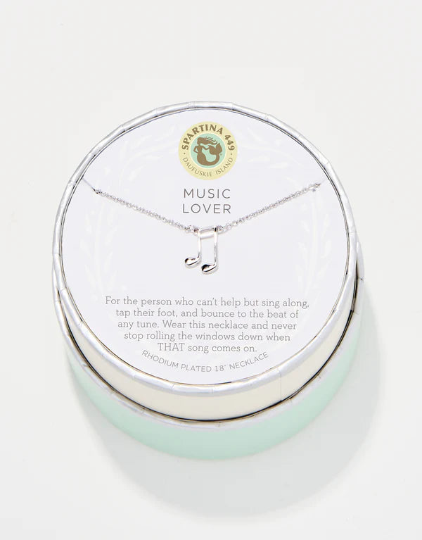 Spartina Sea La Vie Silver Music Lover Note Necklace