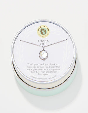 Spartina Sea La Vie Silver Thank You Coin Pearl Necklace