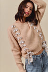 Sweet on Plaid Lace Up Sweater