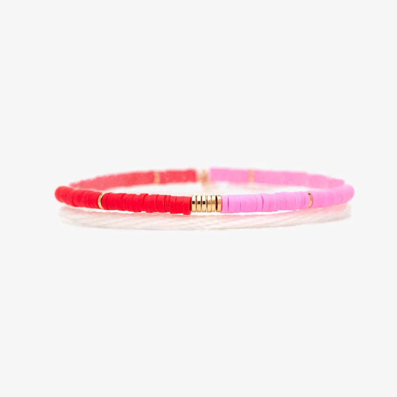 Pink & Red Pura Vida Vinyl Disc Stretch Bracelet Set