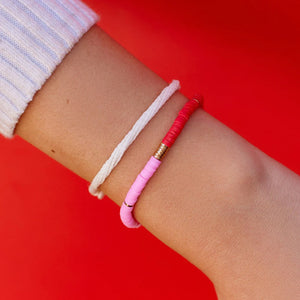 Pink & Red Pura Vida Vinyl Disc Stretch Bracelet Set