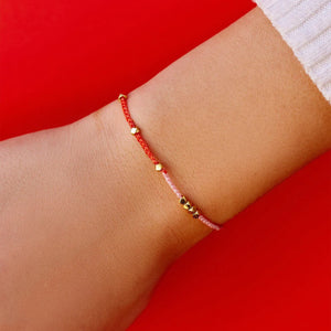 Pink & Red Two Tone Pura Vida Dainty Gold Bracelet