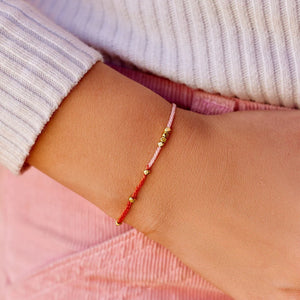 Pink & Red Two Tone Pura Vida Dainty Gold Bracelet