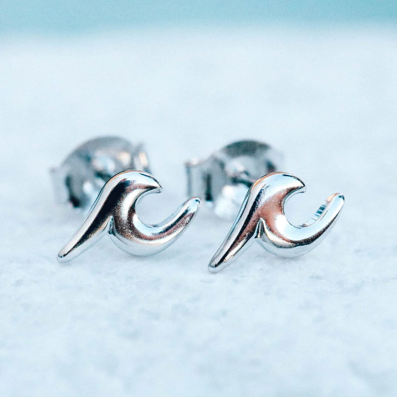 Wave Silver Stud Earrings