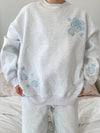Sunkissed Coconut Pearl Grey Tropical Embroidered Sweatshirt
