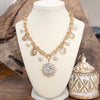 Boho Coin and Pearl Charms Silver Statement Necklace