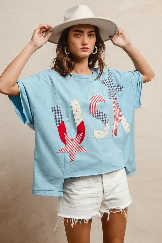 Star Spangled Stitch Patchwork Top