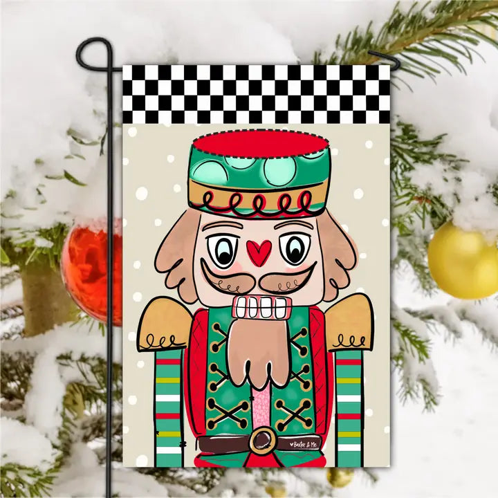 Checkered Nutcracker Garden Flag