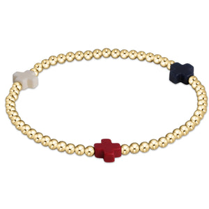 Enewton Firecracker Signature Cross 3mm Gold Bead Bracelet