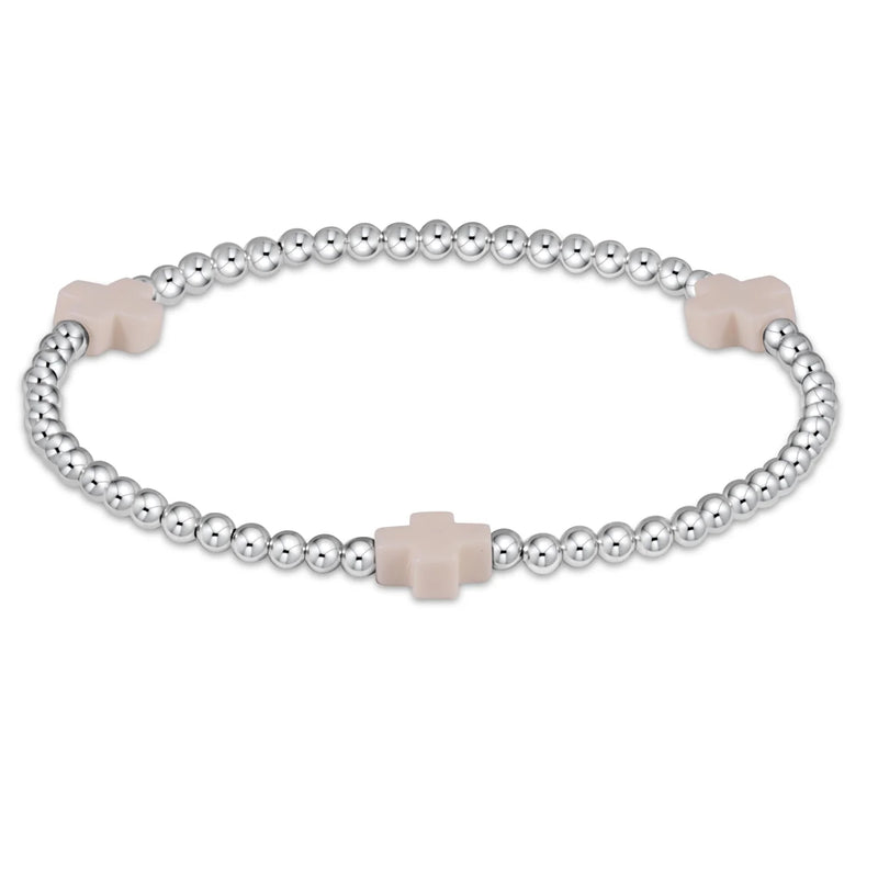 Enewton Extends Off-White Signature Cross 3mm Sterling Silver Bead Bracelet