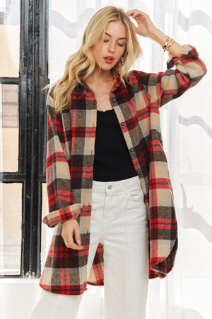 Winter Dreams Ivory & Red Flannel Shacket