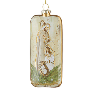 Good Tidings Holy Family Glass Ornament